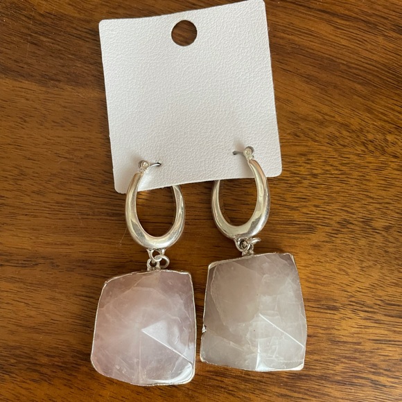 NEW Free People Rose Quartz Dangle Earrings - Picture 6 of 7